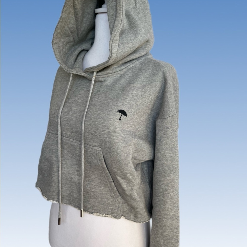 Gray Cropped Hoodie Sweater